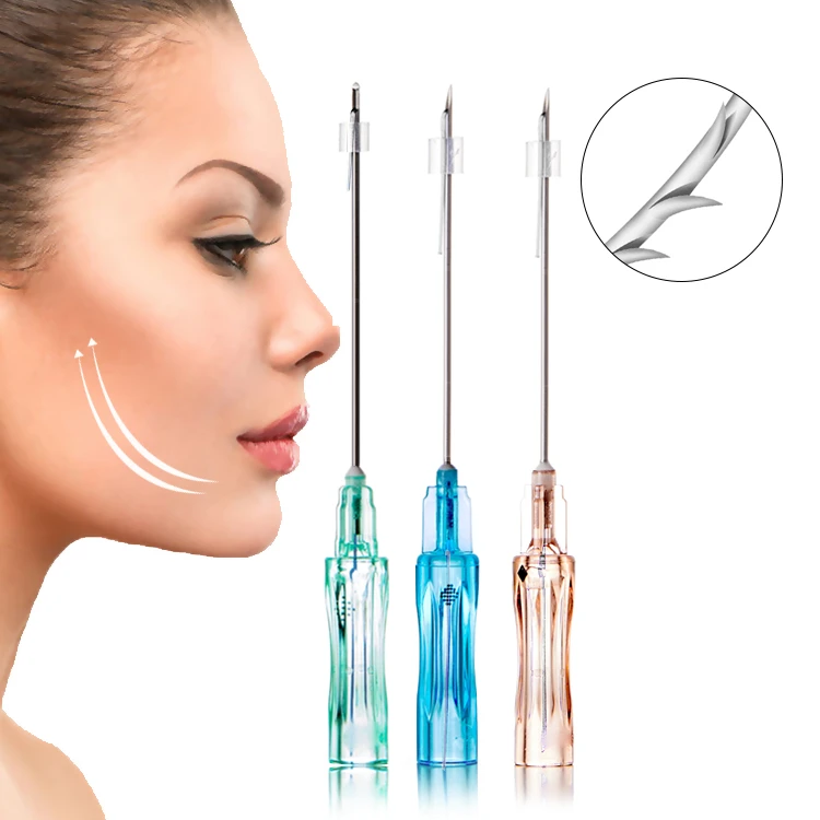 Linha farpada de levantamento facial forte da linha da roda denteada 3D de PLLA para a linha V da cl